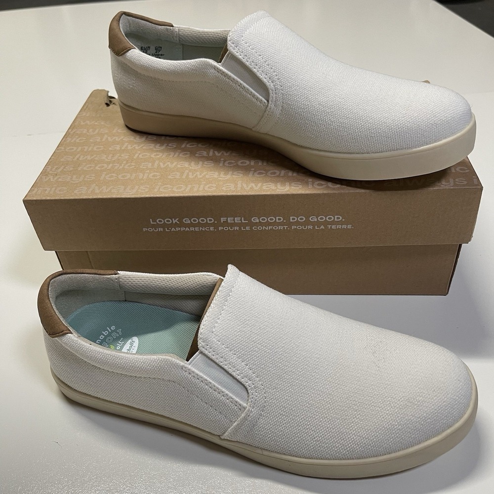 Dr. Scholl's Bison Slip On Loafers White Fabric Casual Sneakers Mens Size 11M